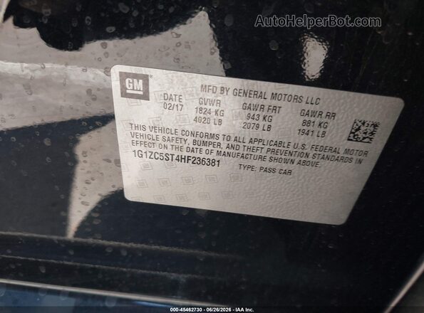 1G1ZC5ST4HF236381 2017 CHEVROLET MALIBU Black Widok komory silnika