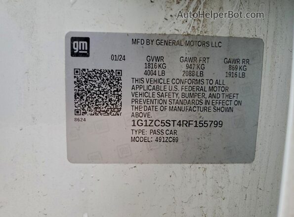 1G1ZC5ST4RF155799 2024 CHEVROLET MALIBU White Vista del compartimento del motor