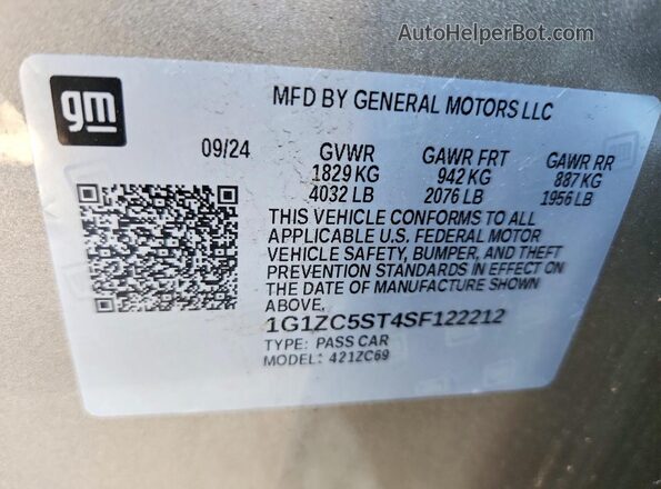 1G1ZC5ST4SF122212 2025 CHEVROLET MALIBU Beige Vista de la etiqueta del VIN