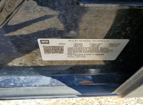 1G1ZC5ST5NF178566 2022 CHEVROLET MALIBU Gray 