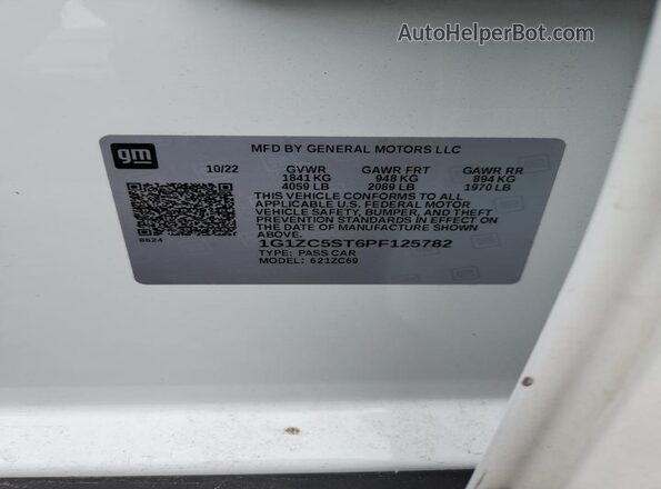 1G1ZC5ST6PF125782 2023 CHEVROLET MALIBU White ძრავის განყოფილების ხედი