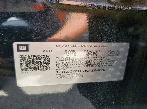 1G1ZC5ST7KF154698 2019 CHEVROLET MALIBU Черный Вид подкапотного пространства