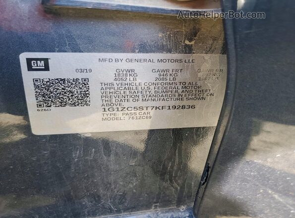 1G1ZC5ST7KF192836 2019 CHEVROLET MALIBU Charcoal Շարժիչի բաժամունքի տեսք