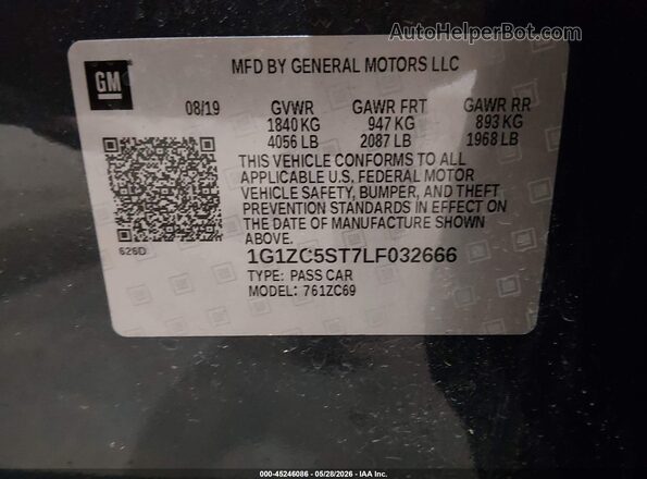 1G1ZC5ST7LF032666 2020 CHEVROLET MALIBU Gray Շարժիչի բաժամունքի տեսք