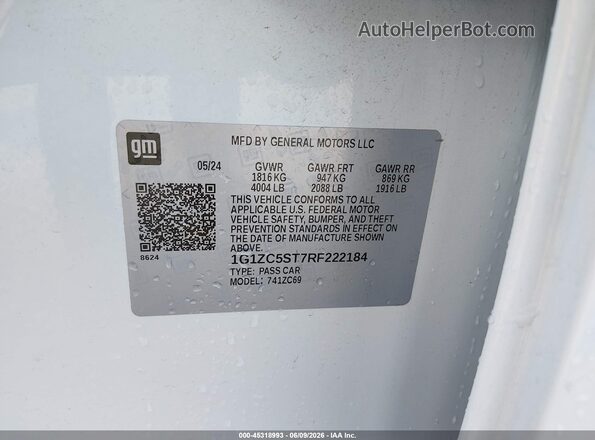 1G1ZC5ST7RF222184 2024 CHEVROLET MALIBU White 