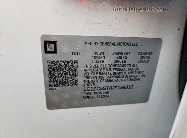 1G1ZC5ST8JF156832 2018 CHEVROLET MALIBU White Vista del compartimento del motor
