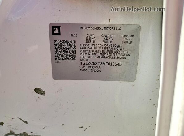 1G1ZC5ST8MF013545 2021 CHEVROLET MALIBU White Շարժիչի բաժամունքի տեսք