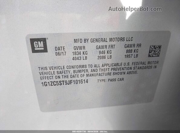 1G1ZC5ST9JF101614 2018 CHEVROLET MALIBU Silver Vista del compartimento del motor
