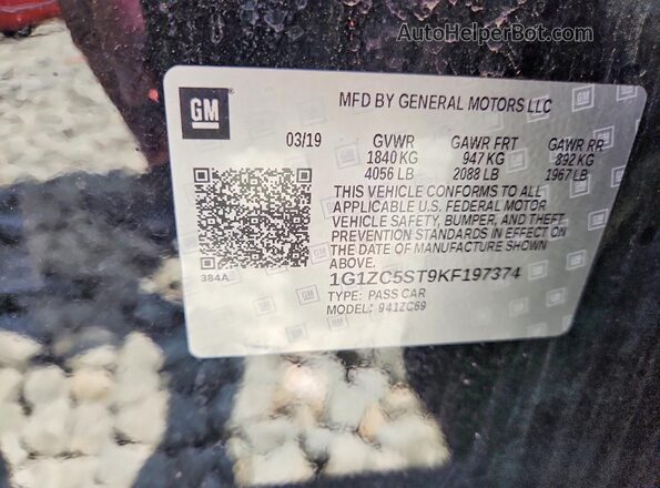 1G1ZC5ST9KF197374 2019 CHEVROLET MALIBU Black Вид підкапотного простору