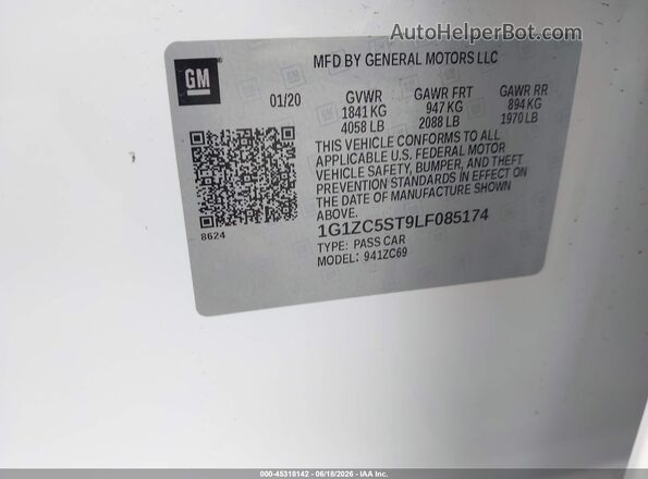 1G1ZC5ST9LF085174 2020 CHEVROLET MALIBU Белый Вид подкапотного пространства