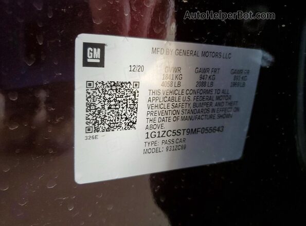 1G1ZC5ST9MF055643 2021 CHEVROLET MALIBU Purple 
