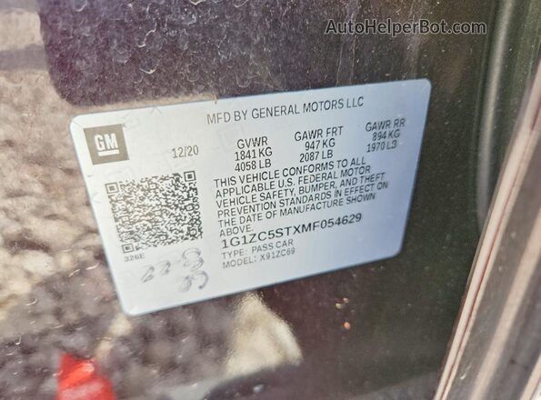 1G1ZC5STXMF054629 2021 CHEVROLET MALIBU Maroon 