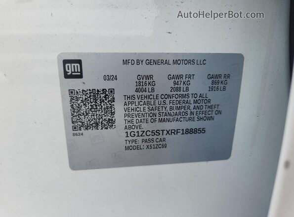 1G1ZC5STXRF188855 2024 CHEVROLET MALIBU White Engine compartment view