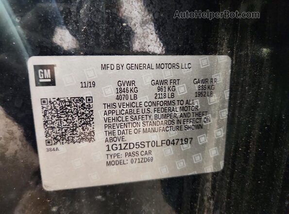 1G1ZD5ST0LF047197 2020 CHEVROLET MALIBU Черный 