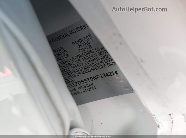 1G1ZD5ST0NF134214 2022 CHEVROLET MALIBU White Вид підкапотного простору