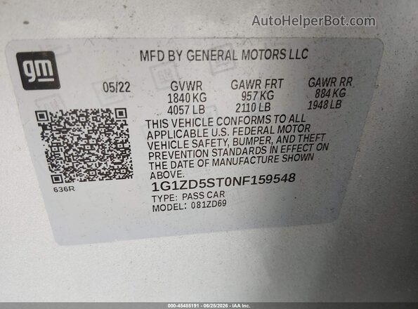 1G1ZD5ST0NF159548 2022 CHEVROLET MALIBU Silver Vista del compartimento del motor