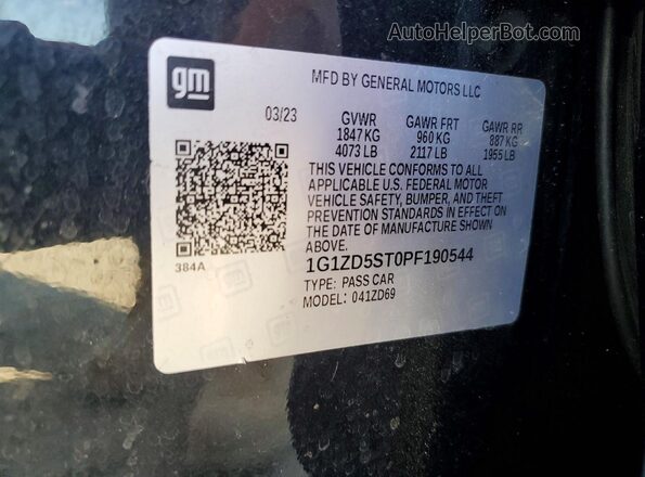 1G1ZD5ST0PF190544 2023 CHEVROLET MALIBU Black Engine compartment view