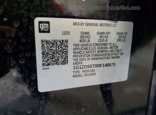 1G1ZD5ST0RF146675 2024 CHEVROLET MALIBU Black Вид наклейки з VIN-кодом