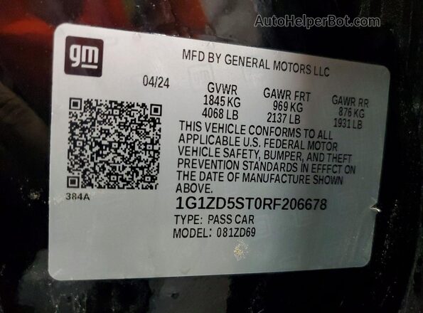 1G1ZD5ST0RF206678 2024 CHEVROLET MALIBU Черный Вид подкапотного пространства
