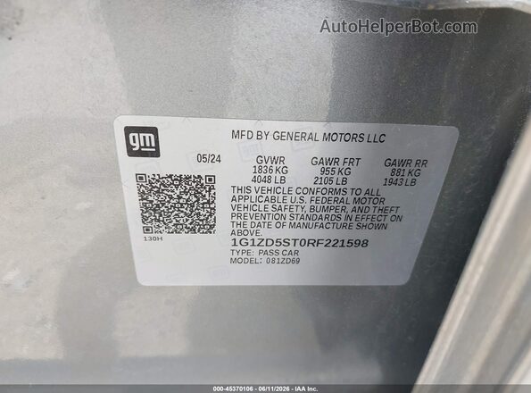 1G1ZD5ST0RF221598 2024 CHEVROLET MALIBU Gray 