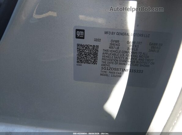 1G1ZD5ST1NF115333 2022 CHEVROLET MALIBU Silver Engine compartment view