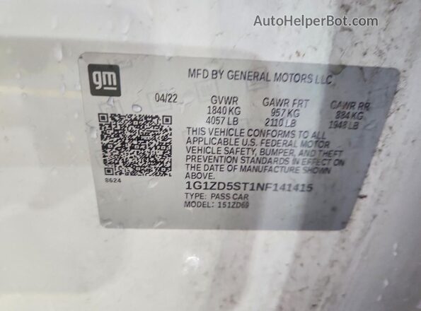 1G1ZD5ST1NF141415 2022 CHEVROLET MALIBU White 