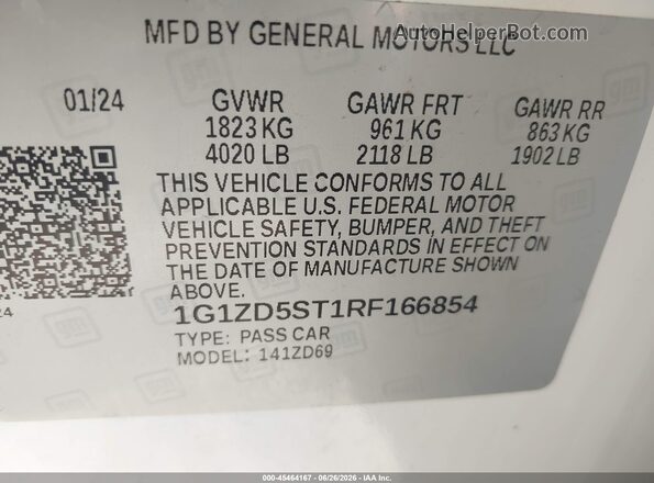 1G1ZD5ST1RF166854 2024 CHEVROLET MALIBU White Vista del compartimento del motor