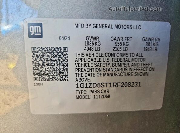 1G1ZD5ST1RF208231 2024 CHEVROLET MALIBU Серый 