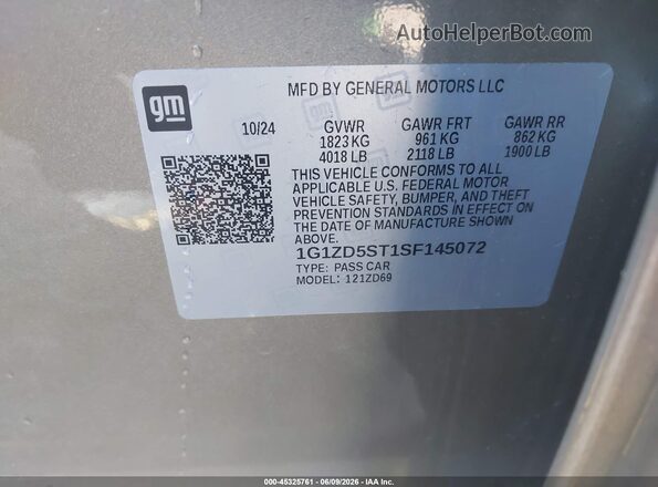 1G1ZD5ST1SF145072 2025 CHEVROLET MALIBU Tan ძრავის განყოფილების ხედი