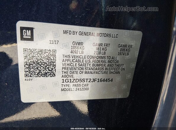 1G1ZD5ST2JF164454 2018 CHEVROLET MALIBU Blue Vista del compartimento del motor