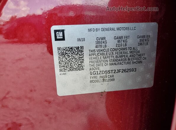 1G1ZD5ST2JF262593 2018 CHEVROLET MALIBU Red 