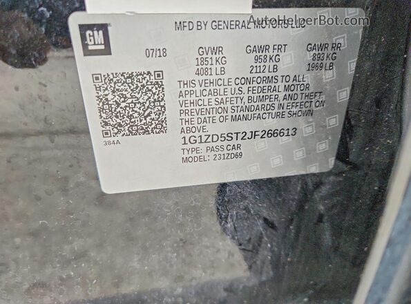 1G1ZD5ST2JF266613 2018 CHEVROLET MALIBU Черный 