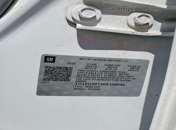 1G1ZD5ST2KF159045 2019 CHEVROLET MALIBU White Vista del compartimento del motor