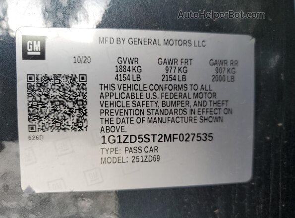1G1ZD5ST2MF027535 2021 CHEVROLET MALIBU Charcoal Vista del compartimento del motor