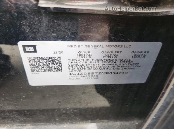 1G1ZD5ST2MF034713 2021 CHEVROLET MALIBU Black Շարժիչի բաժամունքի տեսք