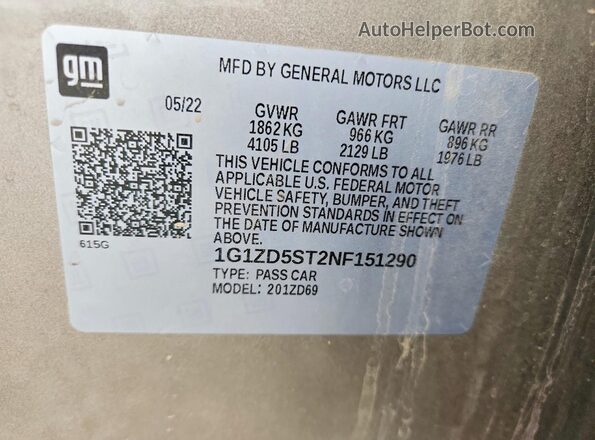 1G1ZD5ST2NF151290 2022 CHEVROLET MALIBU Tan Engine compartment view