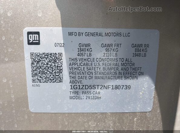 1G1ZD5ST2NF180739 2022 CHEVROLET MALIBU Gold Engine compartment view