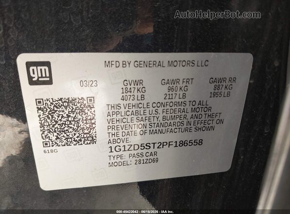 1G1ZD5ST2PF186558 2023 CHEVROLET MALIBU Черный Вид подкапотного пространства