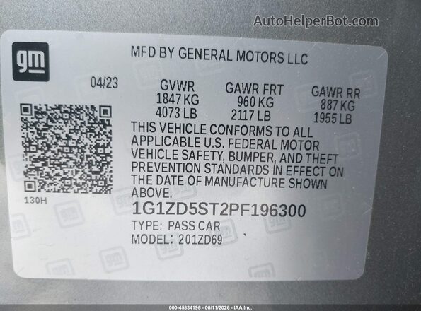 1G1ZD5ST2PF196300 2023 CHEVROLET MALIBU Silver ძრავის განყოფილების ხედი