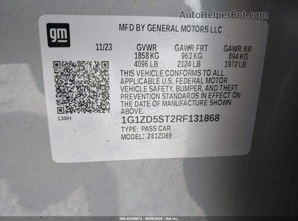 1G1ZD5ST2RF131868 2024 CHEVROLET MALIBU Silver Շարժիչի բաժամունքի տեսք
