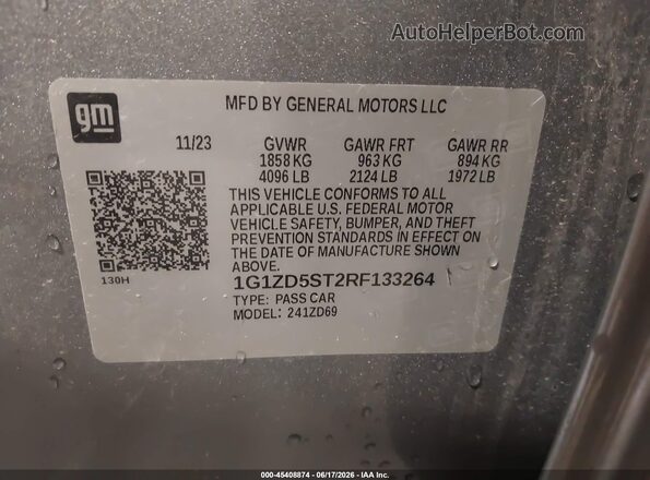 1G1ZD5ST2RF133264 2024 CHEVROLET MALIBU Gray ძრავის განყოფილების ხედი