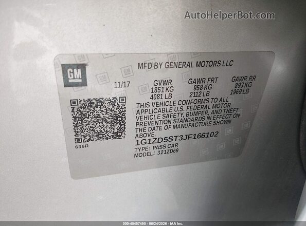 1G1ZD5ST3JF166102 2018 CHEVROLET MALIBU Silver Vista del compartimento del motor