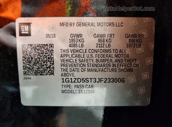1G1ZD5ST3JF233006 2018 CHEVROLET MALIBU Black 