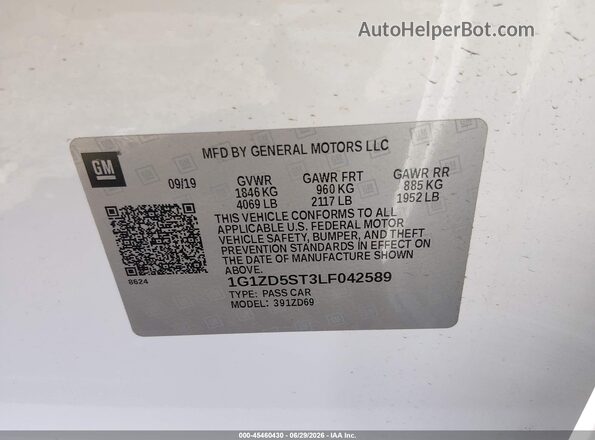 1G1ZD5ST3LF042589 2020 CHEVROLET MALIBU White Vista del compartimento del motor