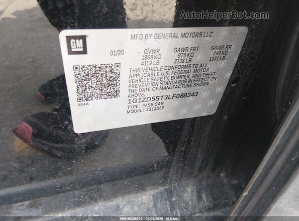 1G1ZD5ST3LF088343 2020 CHEVROLET MALIBU Black ძრავის განყოფილების ხედი