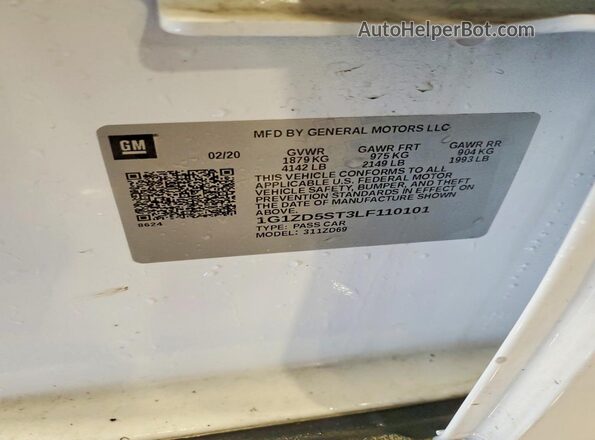 1G1ZD5ST3LF110101 2020 CHEVROLET MALIBU White Engine compartment view