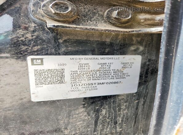 1G1ZD5ST3MF020867 2021 CHEVROLET MALIBU Black Engine compartment view