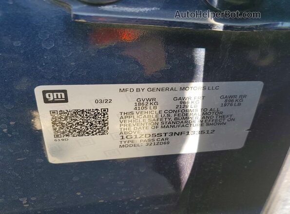 1G1ZD5ST3NF133512 2022 CHEVROLET MALIBU Blue Շարժիչի բաժամունքի տեսք