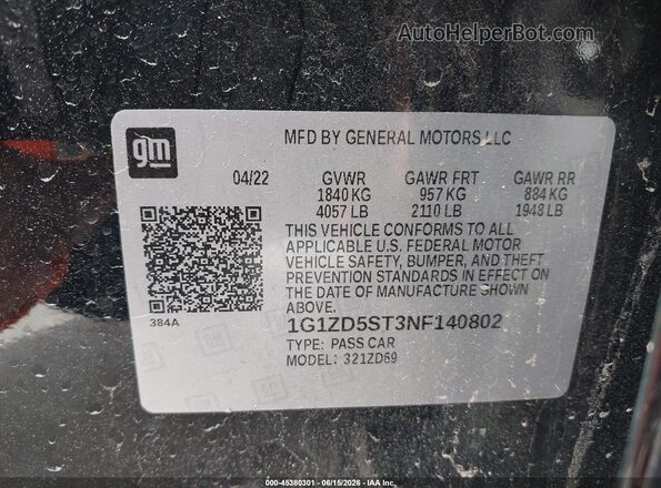 1G1ZD5ST3NF140802 2022 CHEVROLET MALIBU Черный Вид подкапотного пространства