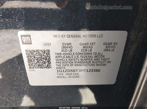 1G1ZD5ST3PF123386 2023 CHEVROLET MALIBU Black Вид підкапотного простору